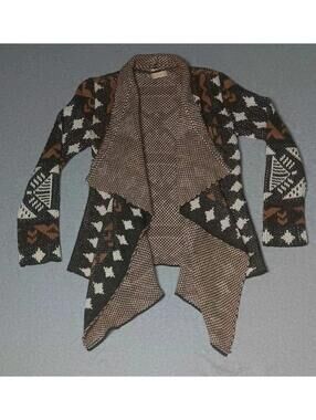 Altard State Open Front Waterfall Tiered Cardigan Womens Size Medium Multicolor